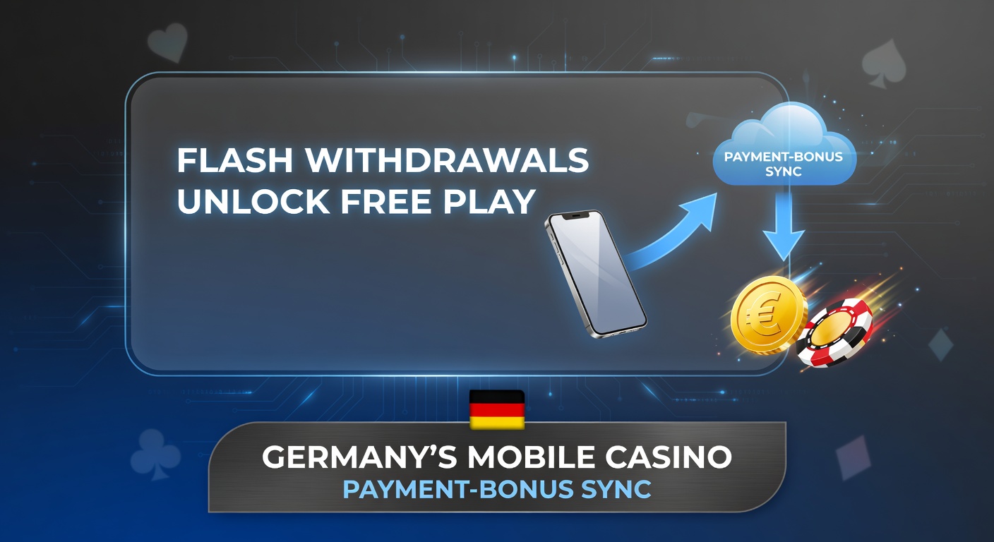 Smartphone mit Casino-App und Blitz-Auszahlungssymbolik auf dem Bildschirm, umgeben von Euro-Symbolen und Bonus-Chips