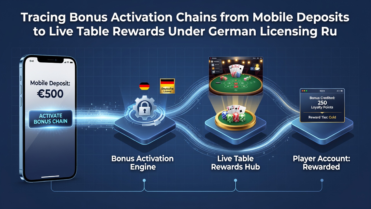 Darstellung der Verknüpfung von mobilen Transaktionen mit Live-Tisch-Anreizen unter deutschen Lizenzregeln